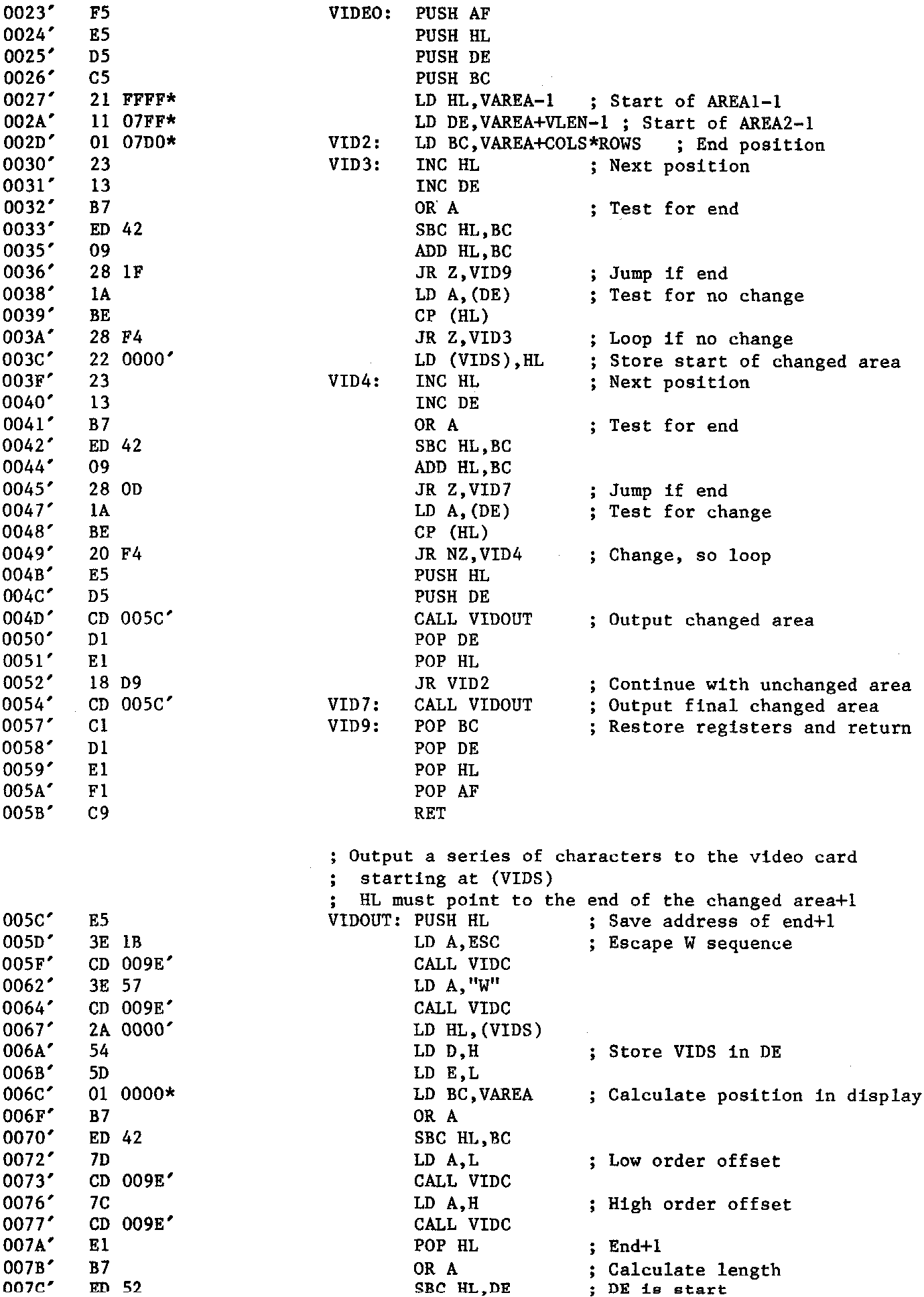 Assembler Listing
